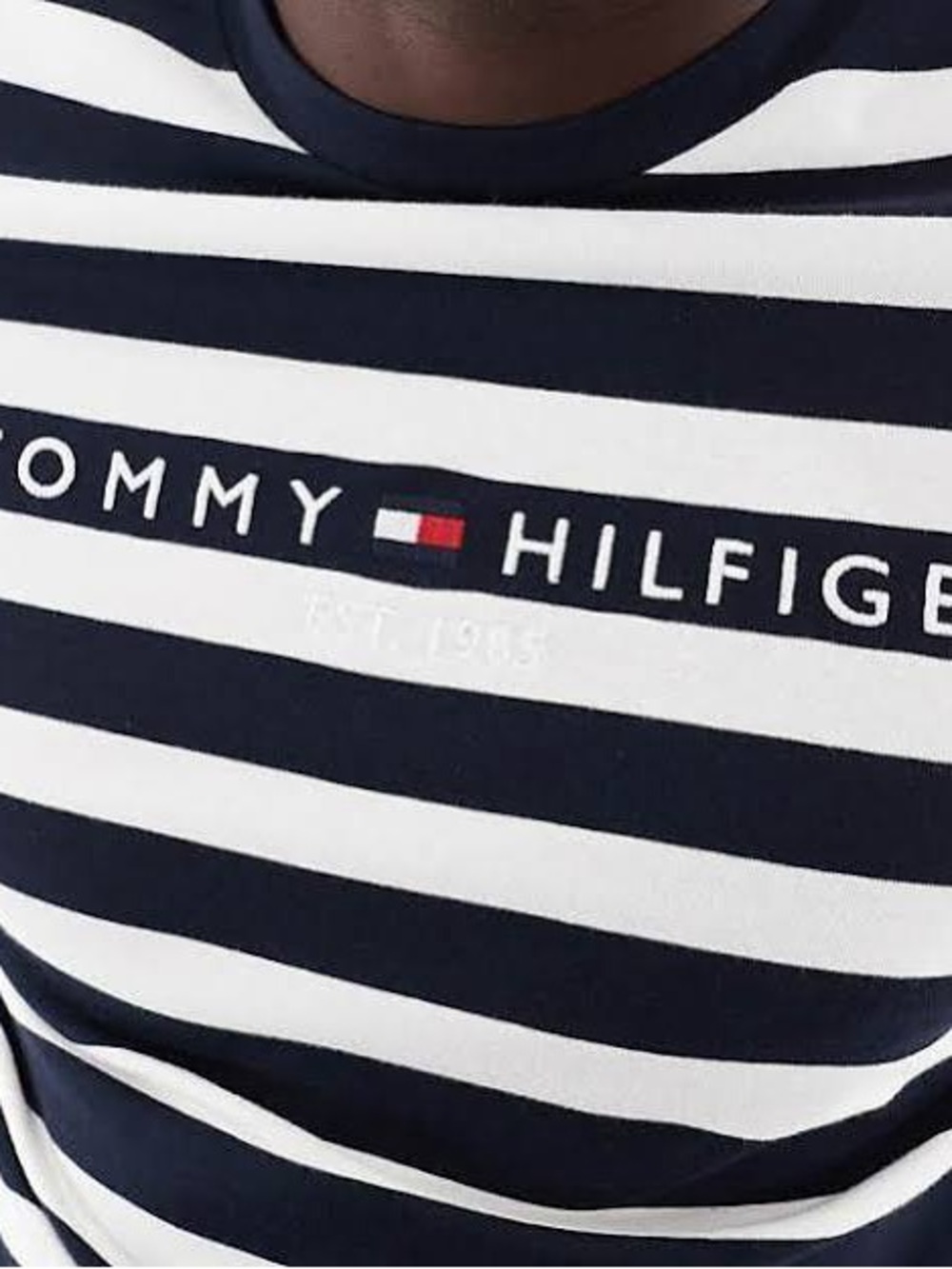 Tommy Hilfiger Striped Logo Long Sleeve Y2K Tee